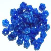 50 3x9mm Marble Sapphire Flower Spacer Beads